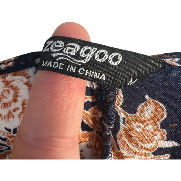 Cottagecore Lace Up Floral Wrap Dress M Asymmetrical Handkerchief Hem Feminine - Picture 5 of 10